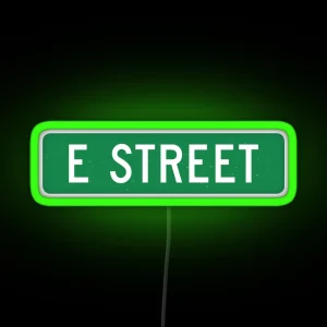 E Street Vintage Street Sign Color Version RGB Neon Sign