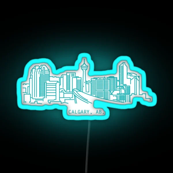 Early 2000 S Calgary Skyline RGB Neon Sign