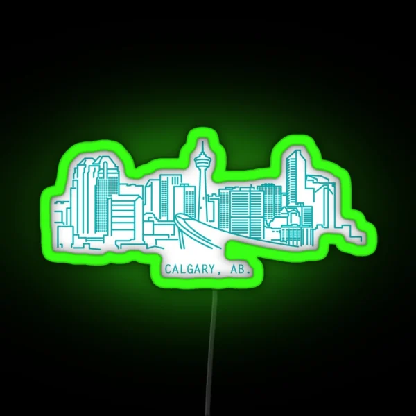 Early 2000 S Calgary Skyline RGB Neon Sign