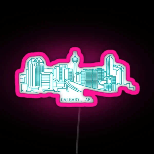 Early 2000 S Calgary Skyline RGB Neon Sign