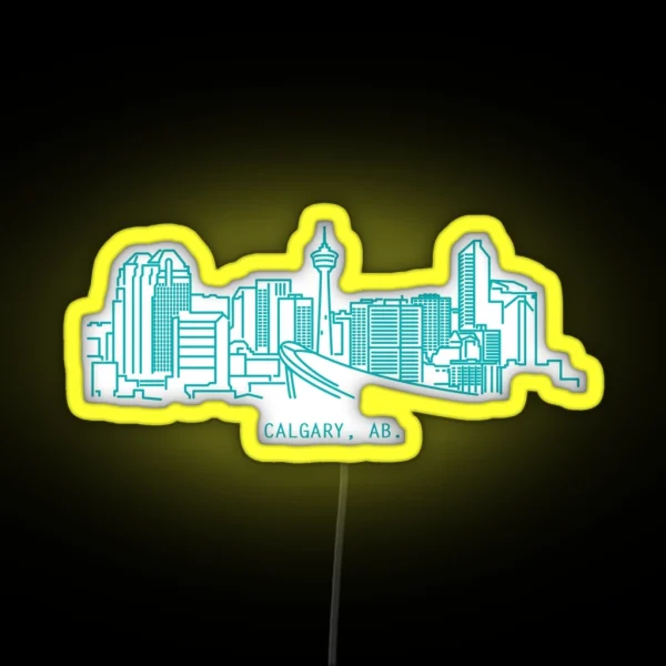 Early 2000 S Calgary Skyline RGB Neon Sign