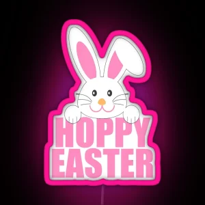 Easter Bunny Pun Hoppy Easter RGB Neon Sign