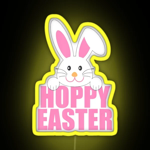 Easter Bunny Pun Hoppy Easter RGB Neon Sign