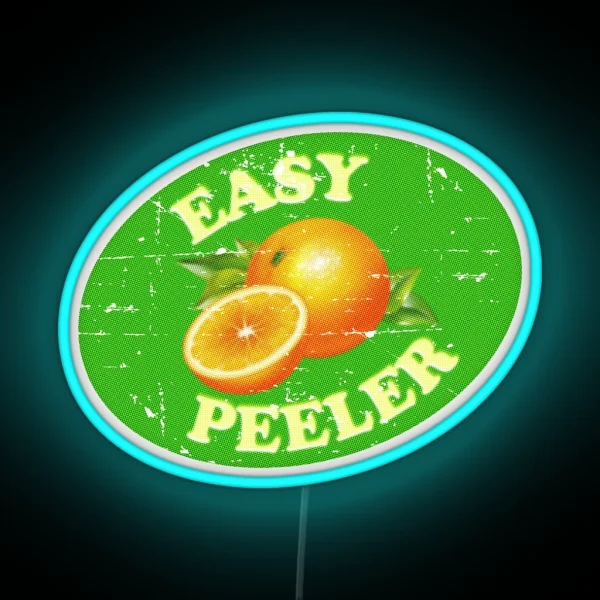 EASY PEELER Distressed Vintage Cheeky Orange Satsuma Clementine Fruit Label RGB Neon Sign