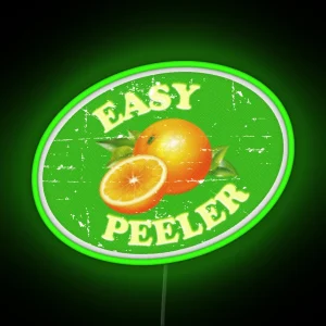 EASY PEELER Distressed Vintage Cheeky Orange Satsuma Clementine Fruit Label RGB Neon Sign