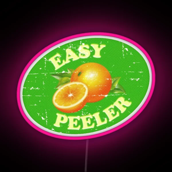 EASY PEELER Distressed Vintage Cheeky Orange Satsuma Clementine Fruit Label RGB Neon Sign