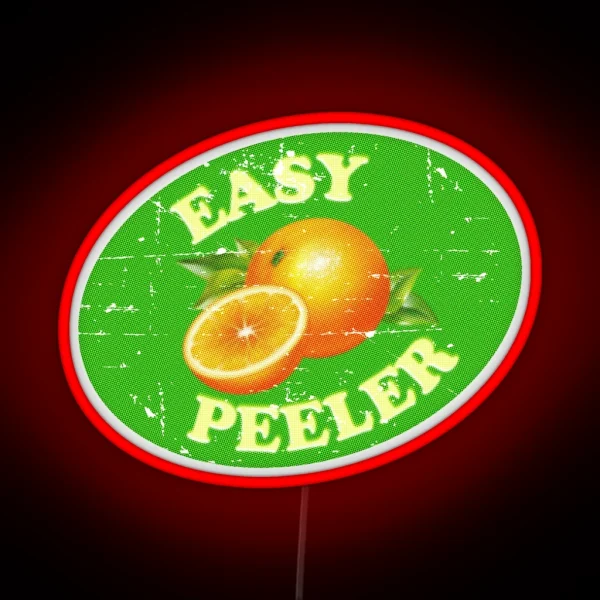 EASY PEELER Distressed Vintage Cheeky Orange Satsuma Clementine Fruit Label RGB Neon Sign