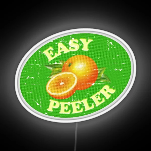 EASY PEELER Distressed Vintage Cheeky Orange Satsuma Clementine Fruit Label RGB Neon Sign