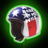 Vintage Easy Rider Inspired Neon Sign with Color Changing Helmet