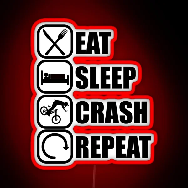 Eat Sleep Crash Repeat RGB Neon Sign