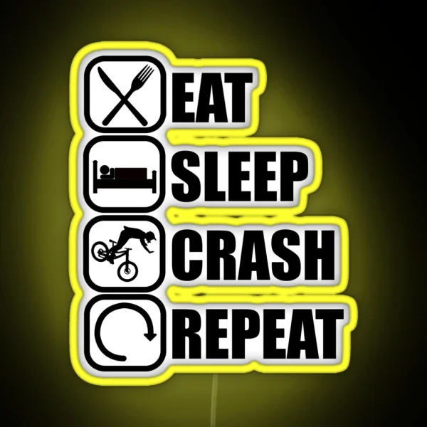 Eat Sleep Crash Repeat RGB Neon Sign