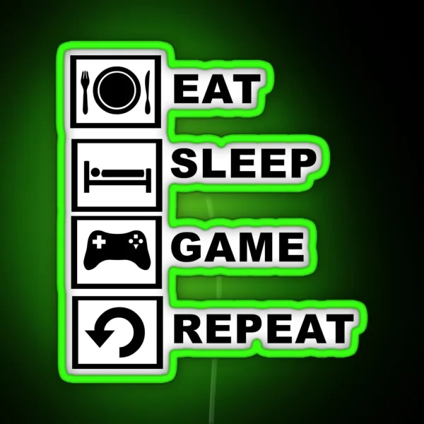 Eat Sleep Game Repeat RGB Neon Sign