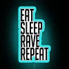 Neon party decor sign with colorful ESR Repeat phrase led