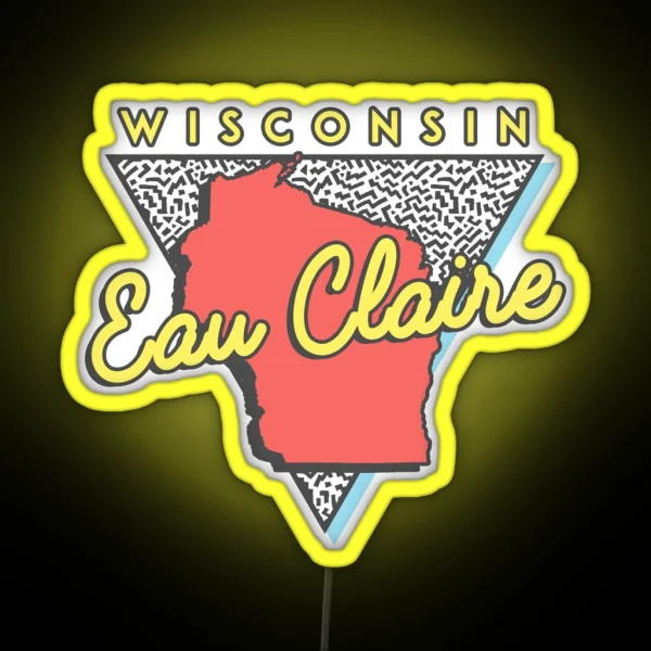 Eau Claire Wisconsin WI Vintage Triangle RGB Neon Sign