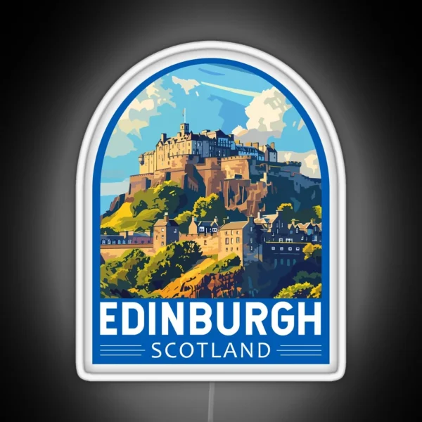 Edinburgh Scotland Travel Art Emblem RGB Neon Sign