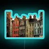 Edinburgh cityscape illuminated with vibrant colours in neon signage