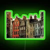 Edinburgh cityscape wall art with vibrant neon RGB colour effect