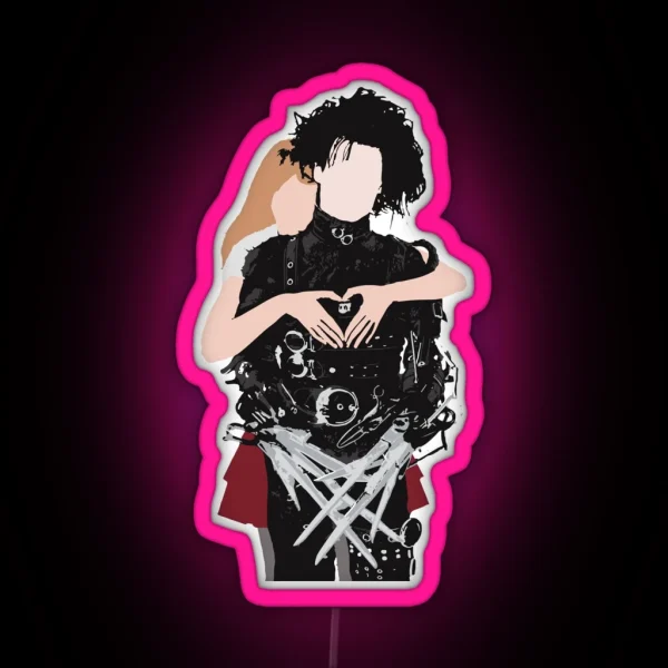 Edward Scissorhands Heart Graphic RGB Neon Sign