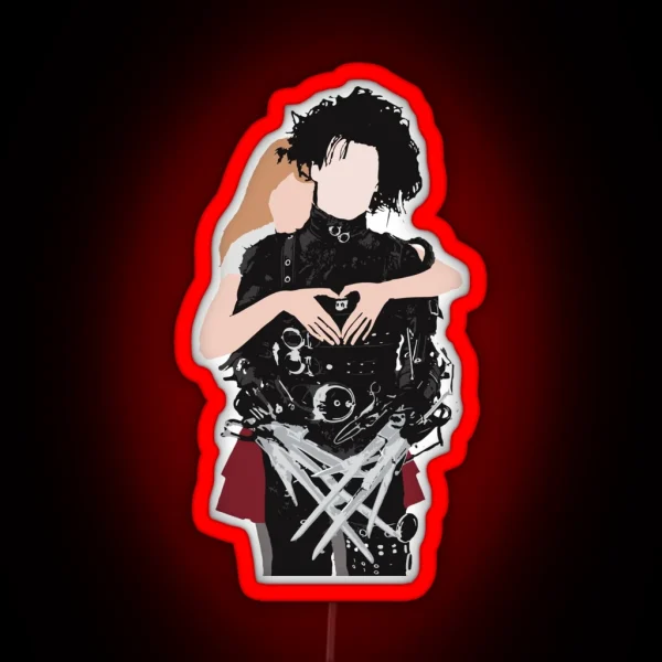 Edward Scissorhands Heart Graphic RGB Neon Sign