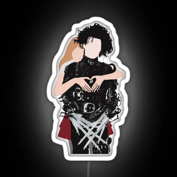 Edward Scissorhands Heart Graphic RGB Neon Sign