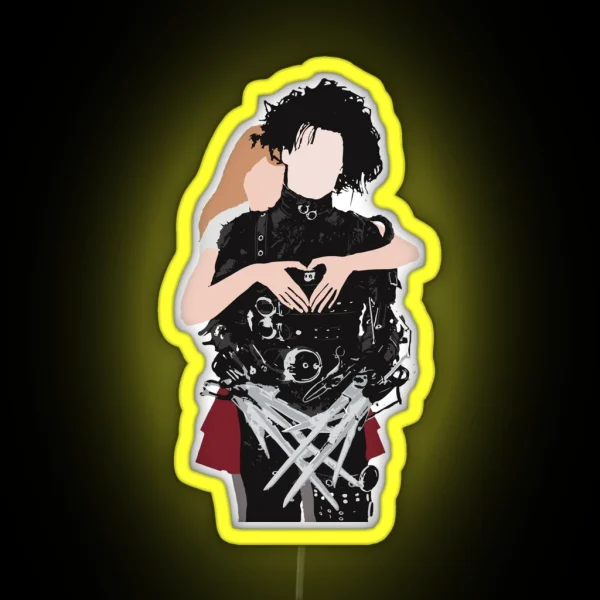 Edward Scissorhands Heart Graphic RGB Neon Sign