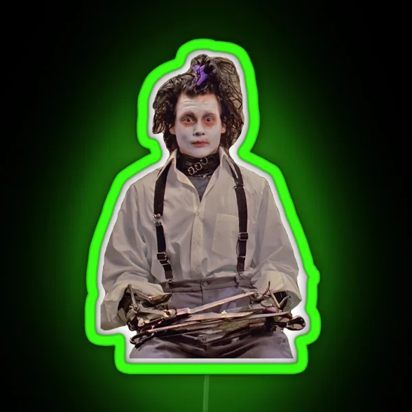 Edward Scissorhands With Face Mask RGB Neon Sign