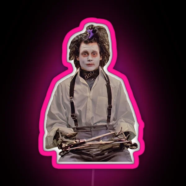 Edward Scissorhands With Face Mask RGB Neon Sign