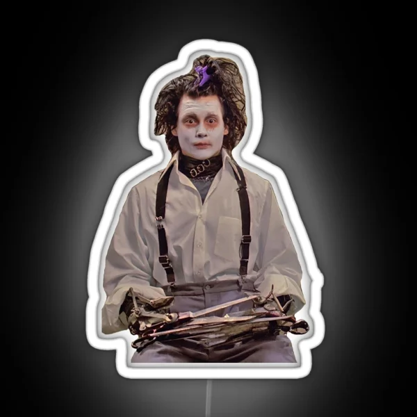 Edward Scissorhands With Face Mask RGB Neon Sign