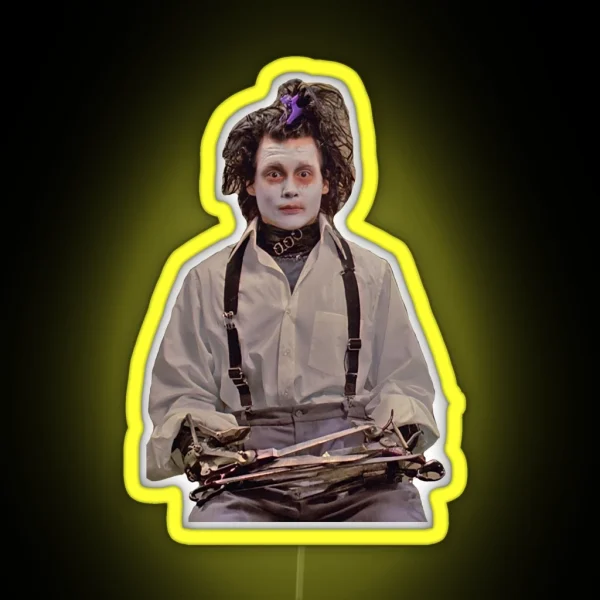 Edward Scissorhands With Face Mask RGB Neon Sign