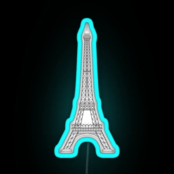 Eiffel Tower Paris Illustration RGB Neon Sign