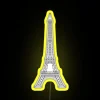 Eye-catching Eiffel Tower inspired LED light display with vibrant colors.