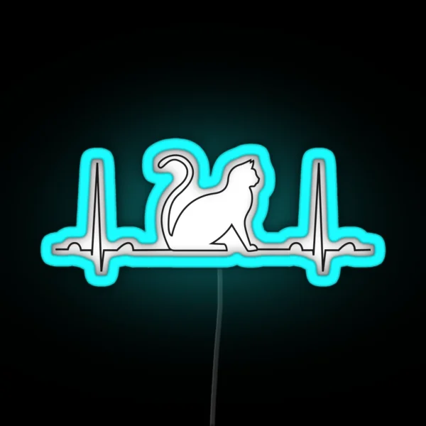 EKG Cat Middle RGB Neon Sign