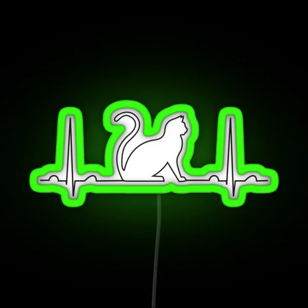 EKG Cat Middle RGB Neon Sign
