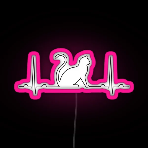 EKG Cat Middle RGB Neon Sign