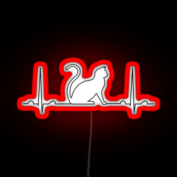 EKG Cat Middle RGB Neon Sign