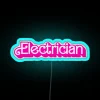 Neon LED electrician sign with vibrant multicolor RGB lighting effects