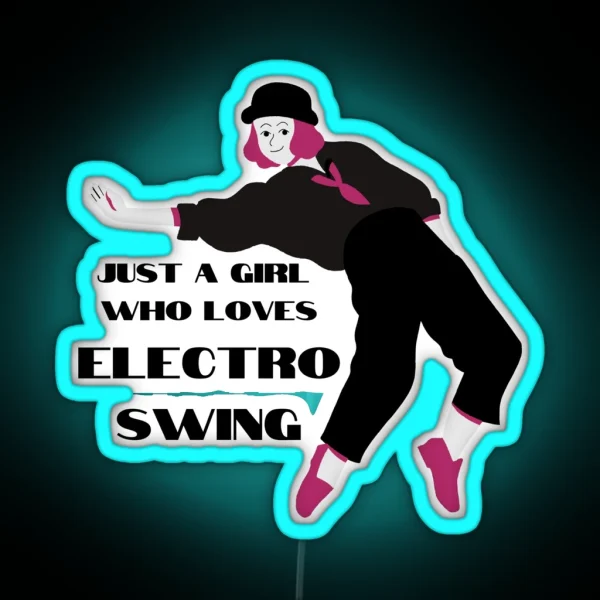 Electro Swing Dance Girl Black RGB Neon Sign