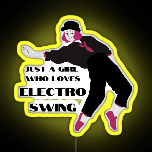 Electro Swing Dance Girl Black RGB Neon Sign