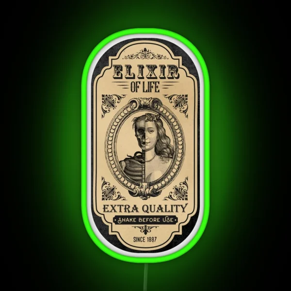 Elixir Of Life Apothecary Label RGB Neon Sign