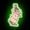Elegant Elizabethan-inspired rabbit design in vibrant RGB neon illumination