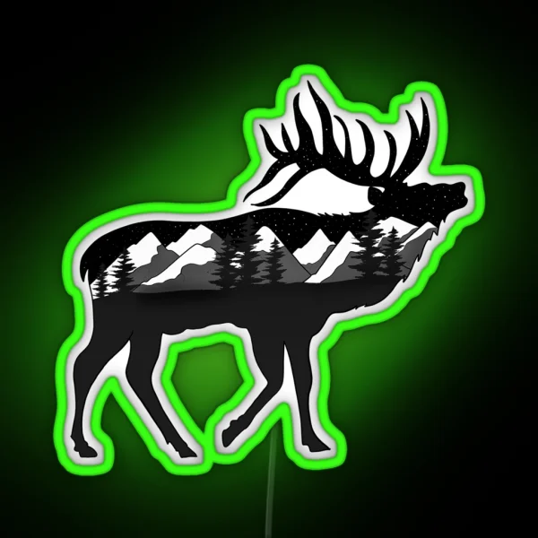Elk Underneath The Stars RGB Neon Sign