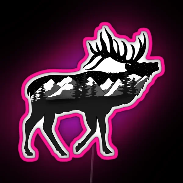 Elk Underneath The Stars RGB Neon Sign