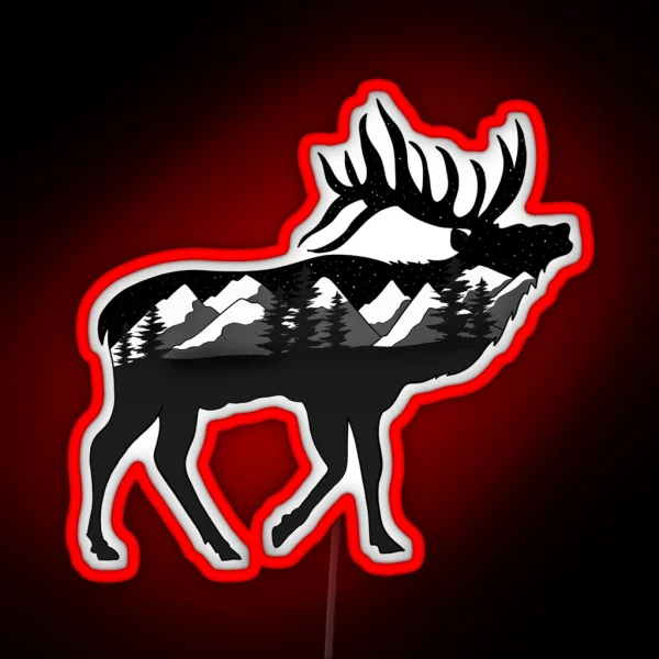 Elk Underneath The Stars RGB Neon Sign