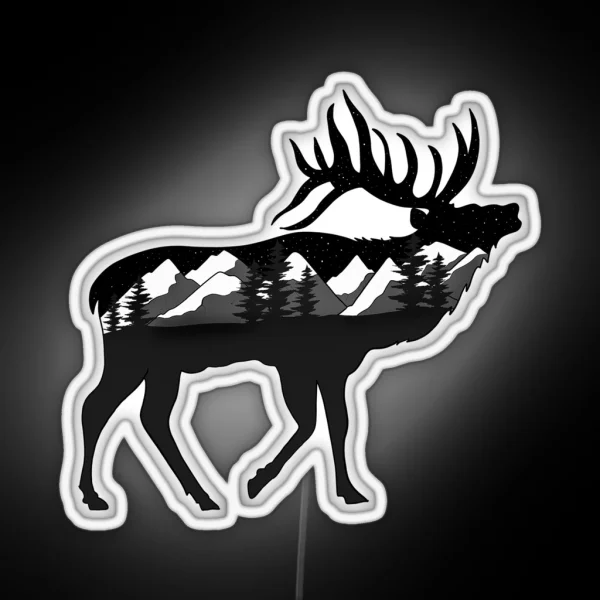 Elk Underneath The Stars RGB Neon Sign