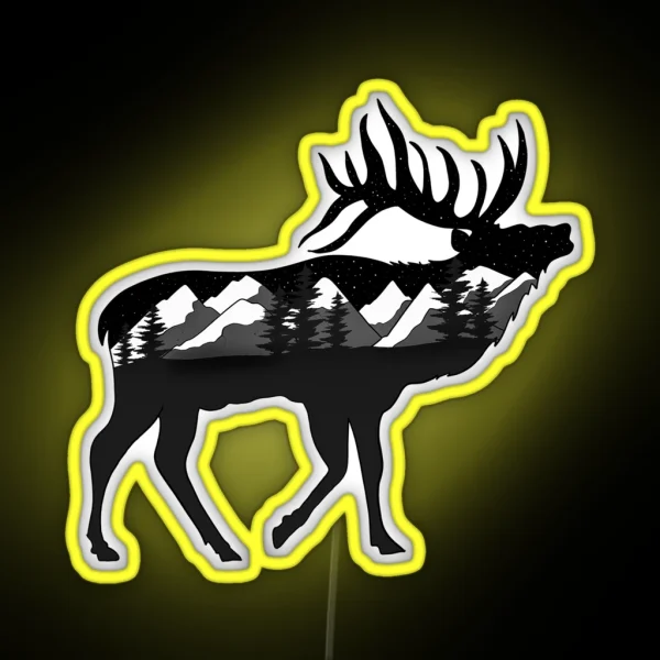 Elk Underneath The Stars RGB Neon Sign