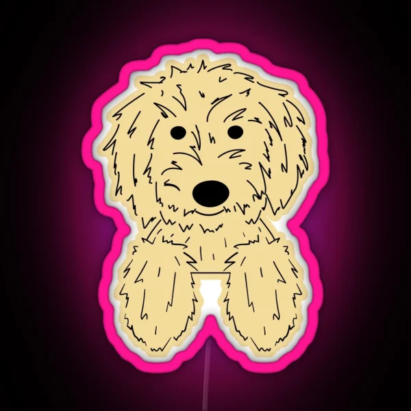 Elle Doodle Goldendoodle Golden Doodle Dog Chilling RGB Neon Sign