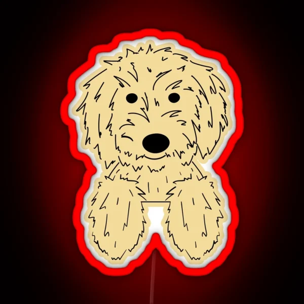 Elle Doodle Goldendoodle Golden Doodle Dog Chilling RGB Neon Sign
