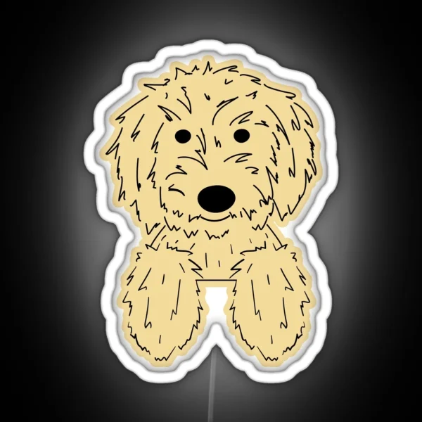 Elle Doodle Goldendoodle Golden Doodle Dog Chilling RGB Neon Sign