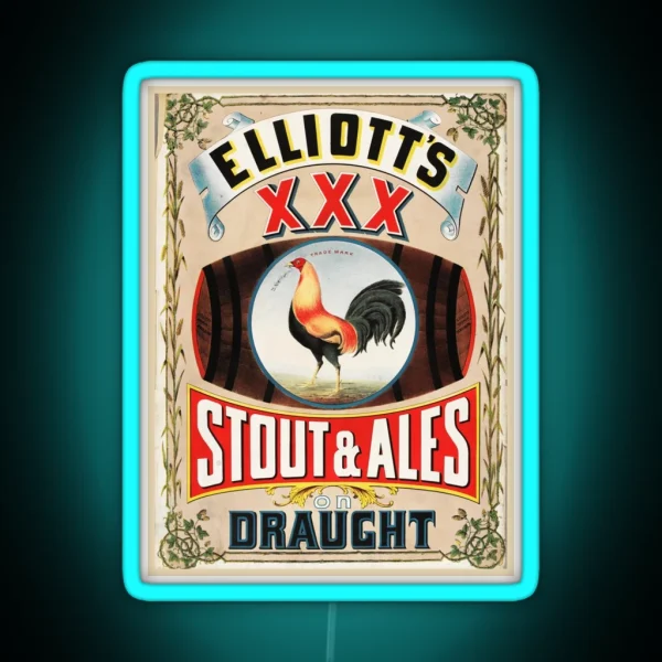 Elliotts XXX Stout And Ales On Draught Vintage RGB Neon Sign