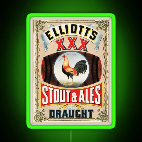 Elliotts XXX Stout And Ales On Draught Vintage RGB Neon Sign